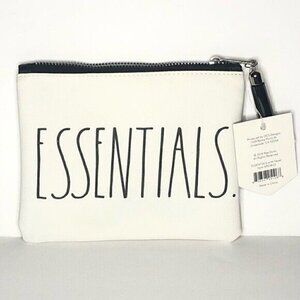 NEW Rae Dunn Essentials White Ivory Zippered Pouch
